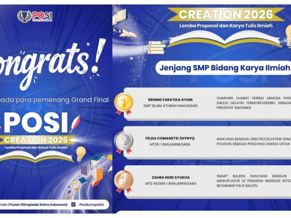 Dua Tim Riset MTs Negeri 1 Banjarnegara Raih Juara di Ajang POSI Creation 2026