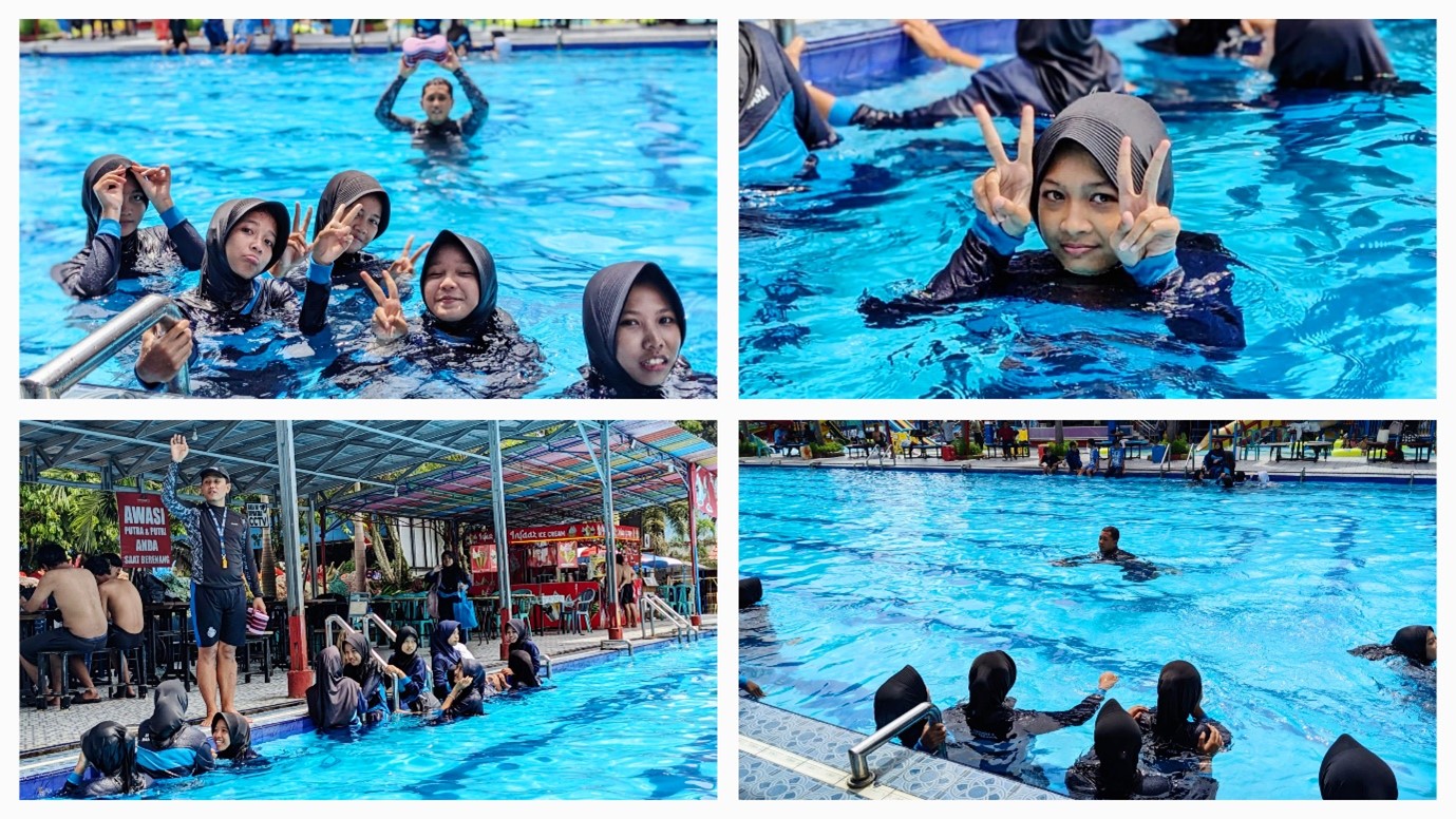 Pembelajaran Aquatik Materi Menyelam, Siswa Kelas VIII MTs Negeri 1 Banjarnegara Antusias Ikuti Kegiatan di Kolam Renang Surya Yudha