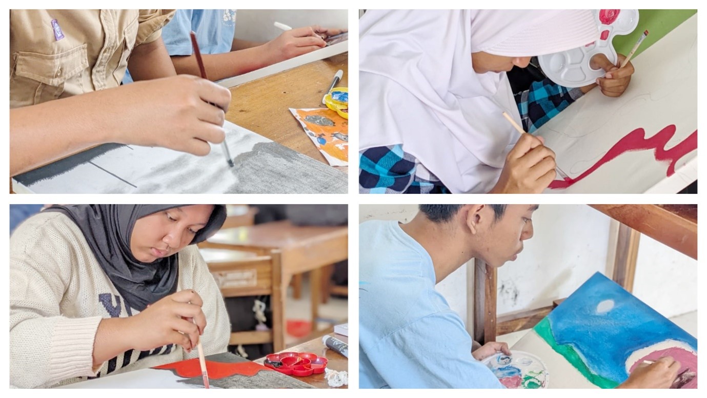 Ujian Praktik Seni Budaya MTs Negeri 1 Banjarnegara, Siswa Kelas IX Tunjukkan Kreativitas Melukis di Ajang ARTSANSIA
