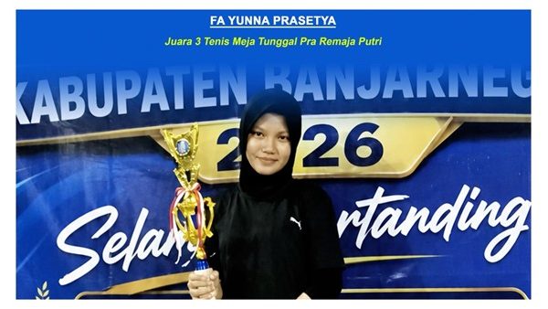 Fa Yunna Prasetya Raih Juara III POPDA Tenis Meja Kabupaten Banjarnegara 2026