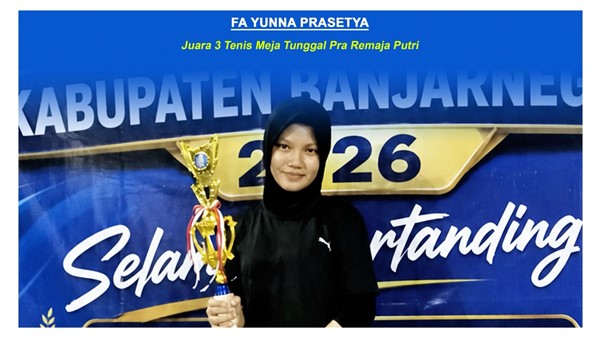 Fa Yunna Prasetya Raih Juara III POPDA Tenis Meja Kabupaten Banjarnegara 2026