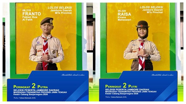 Dua Siswa MTs Negeri 1 Banjarnegara Lolos Seleksi Jambore Daerah MTs Provinsi Jawa Tengah 2026 Dua Siswa MTs Negeri 1 Banjarnegara Lolos Seleksi Jambore Daerah MTs Provinsi Jawa Tengah 2026
